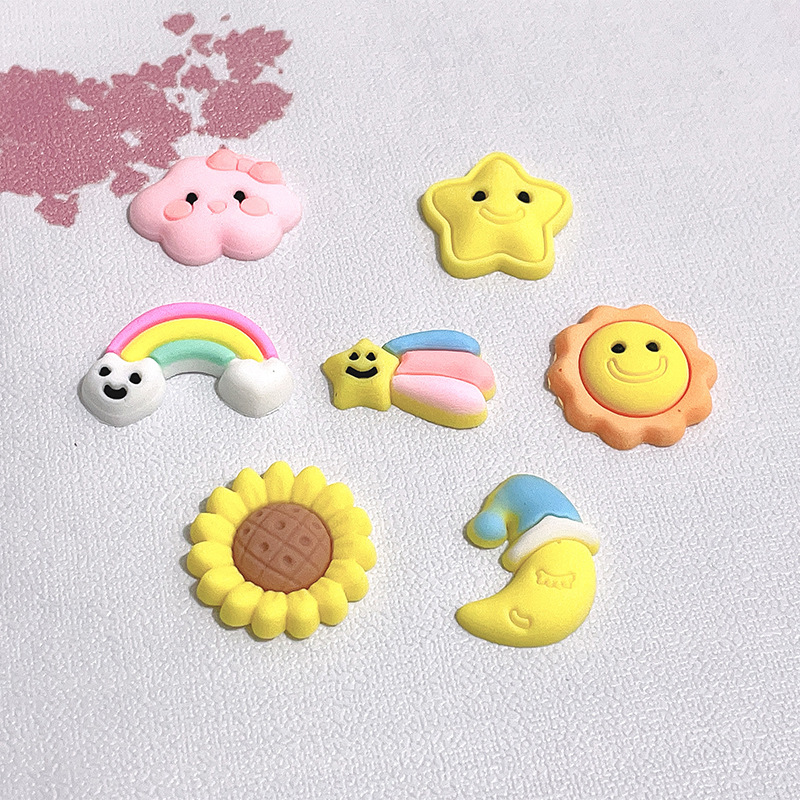 Pvc Soft Glue Star White Cloud Rainbow Jewelry Accessories Patch Cream Rubber Shoes Clothing Hair Accessories Diy Handmade Materials details Picture