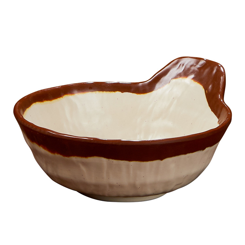 Street-style tableware, anti-porcelain clay bowls for hot pot restaurants, nostalgic and retro plates, side plates, snack plates, melamine commercial round plates Item Picture