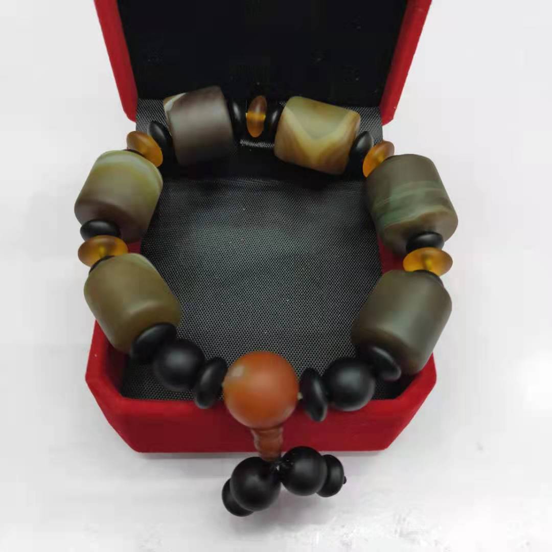 Guangshun Jewelry's new frosted coffee striped agate bracelet, diy Buddhist prayer bead bracelet, agate bracelet manufacturer wholesale Specification image