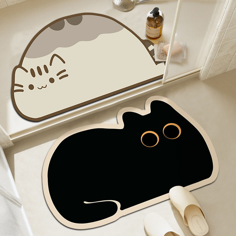 Cartoon household anti-slip quick-drying floor mat, bathroom water-absorbing diatom mud foot mat, bathroom dirt-resistant and easy-to-maintain floor mat