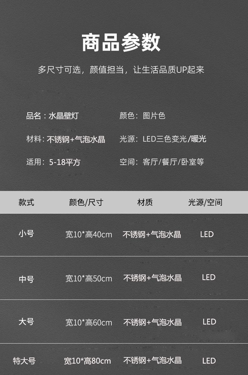 水晶壁灯气泡轻奢客厅电视背景墙灯装饰灯高级感过道卧室床头灯具详情6