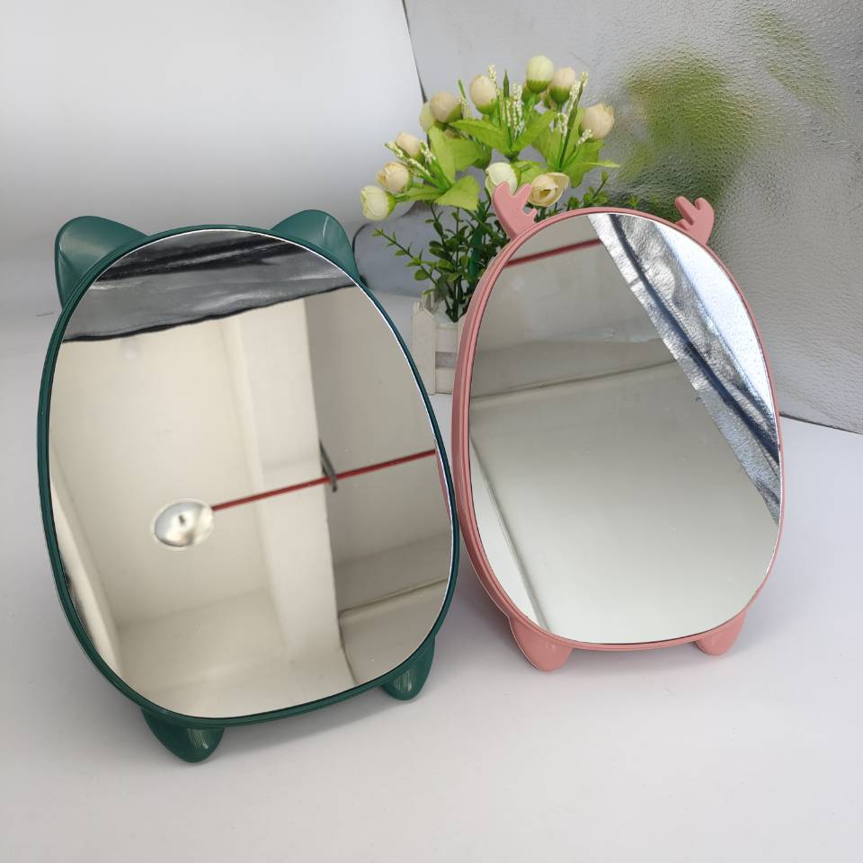 1036北欧折叠境子支架椭圆镜子折叠支架玻璃镜台式圆镜化妆镜台镜