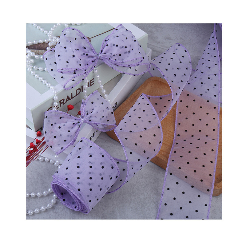 In stock: 4cm / 6cm dot fishtail yarn Kuromi children's hair accessories, headwear accessories, DIY hair bands, fishtail yarn ribbons Item Picture