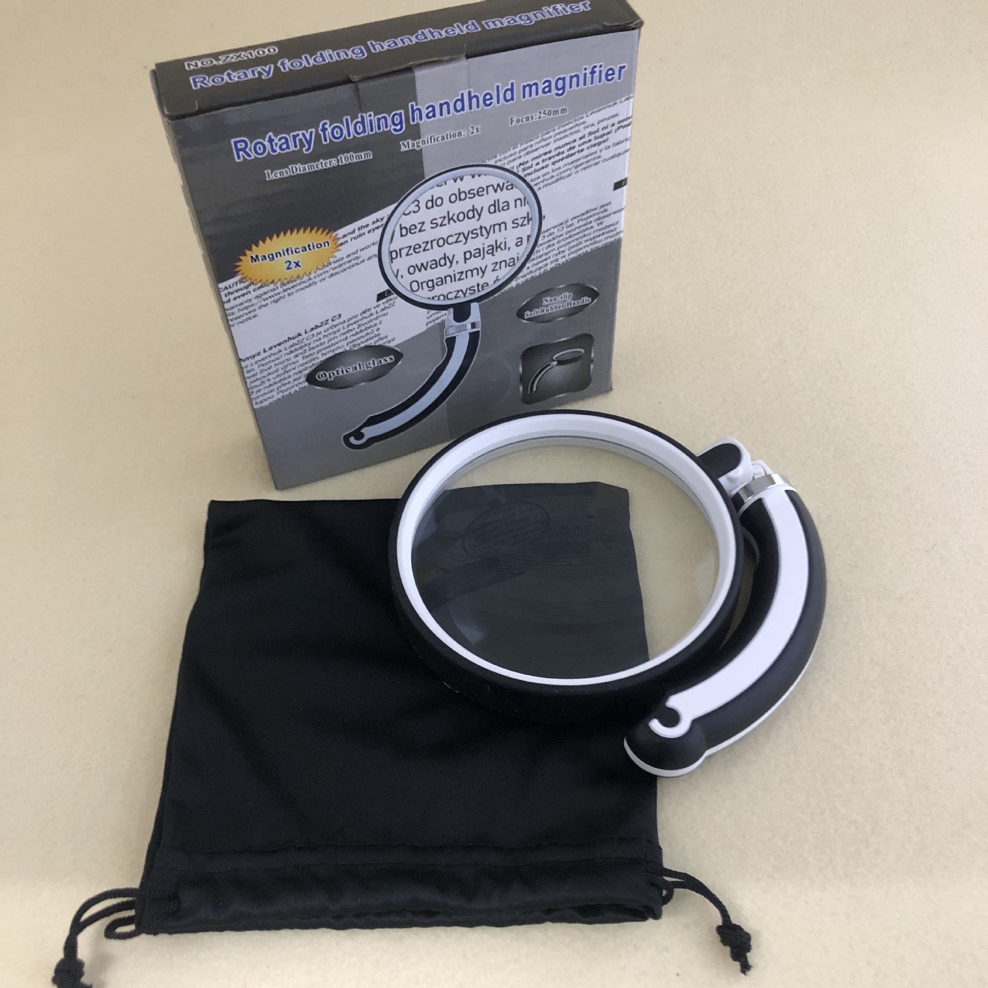 New rubber folding and rotating handheld senior reading student gift repair high-definition glass lens magnifying glass Item Picture