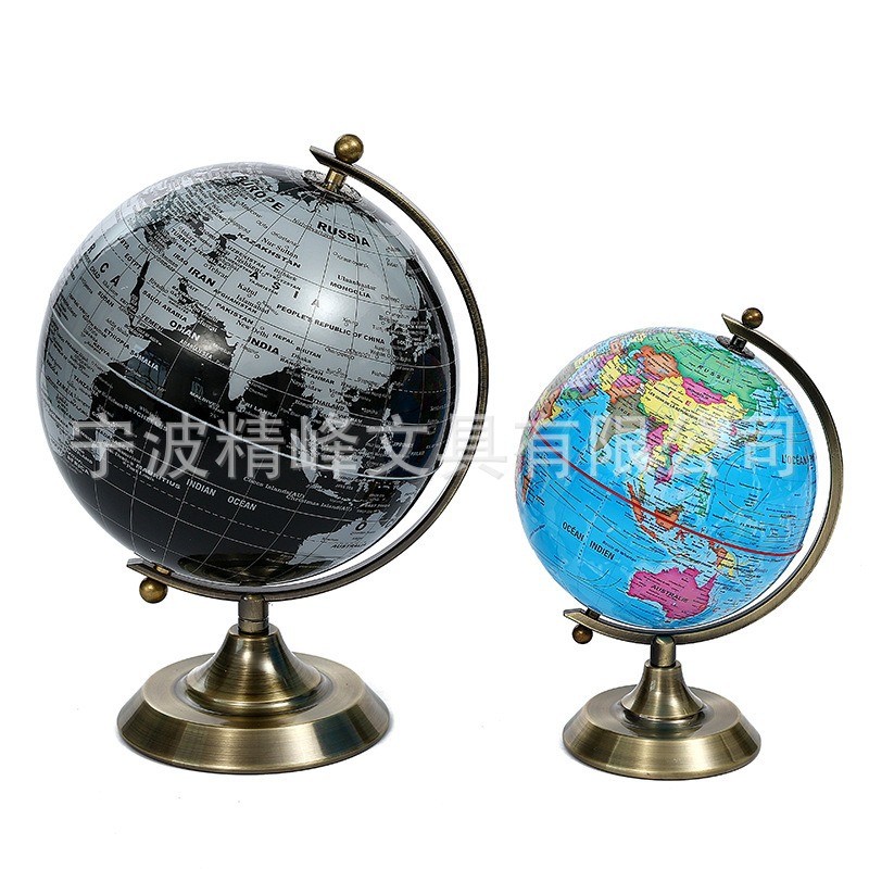 20cm English administrative district bronze brushed bracket globe, student geography learning supplies, large globe ornament