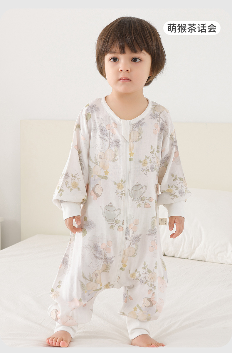 Baby sleeping bag, summer bamboo cotton gauze split sleeping bag, baby summer Class a one-piece suit, anti-kick quilt for toddlers, pajamas pic 18