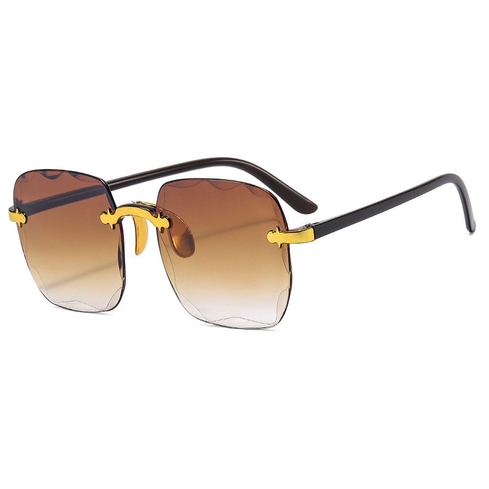 Cross-border European and American frameless square sunglasses, fashionable and trendy cut-edge frameless sunglasses, ladies' street style and fashion show sunglasses Item Picture