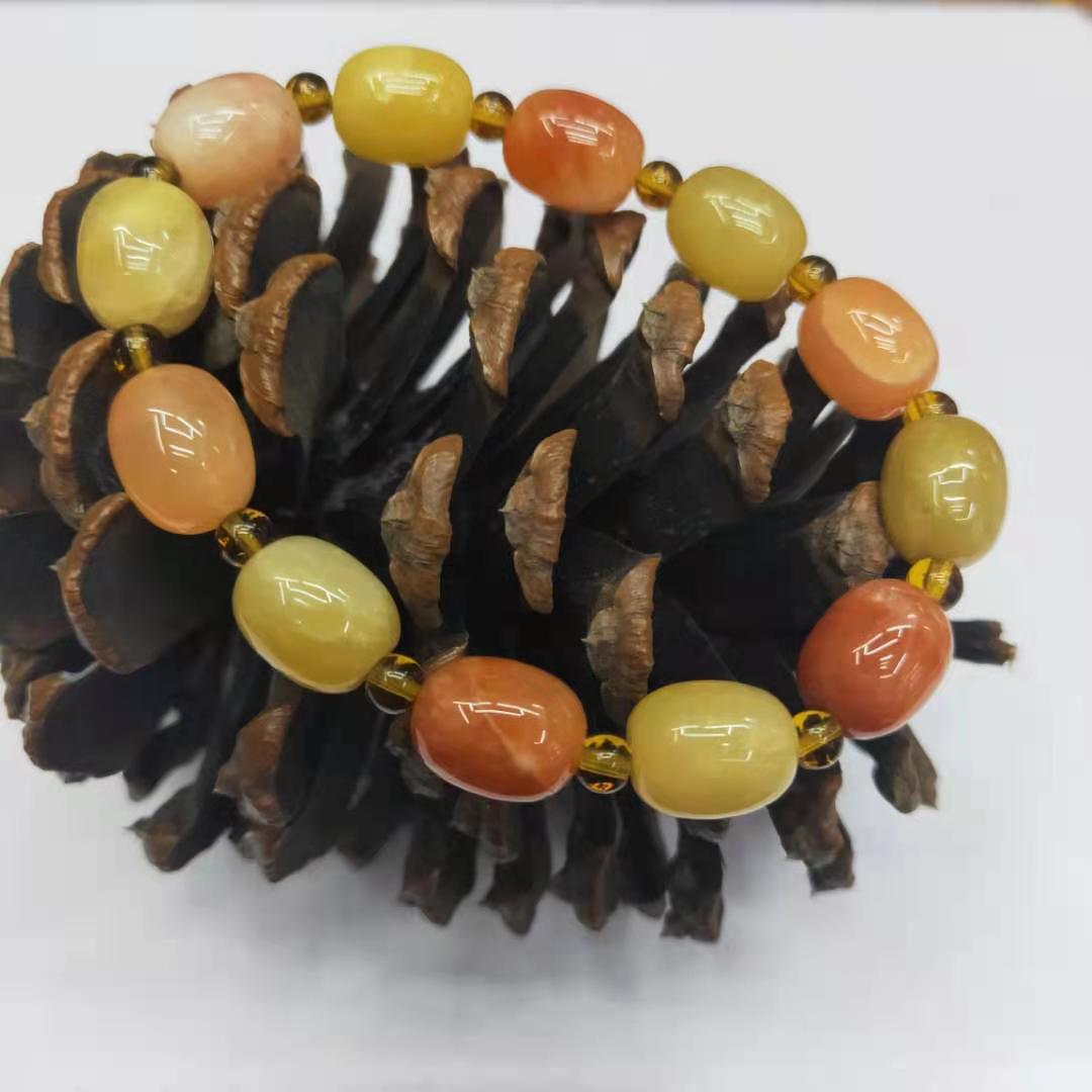 Jewelry and accessories Xinjiang golden thread jade drum bead and jujube bead combination bracelet diy Buddhist prayer bead bracelet manufacturer wholesale factory price