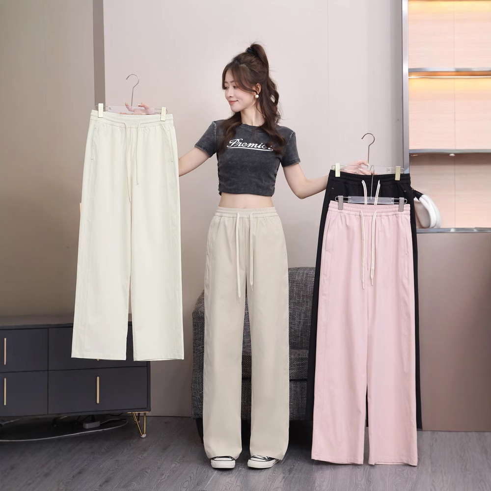 2025新款窄版直筒裤女高腰显瘦阔腿裤宽松垂感拖地宽松裤子休闲裤