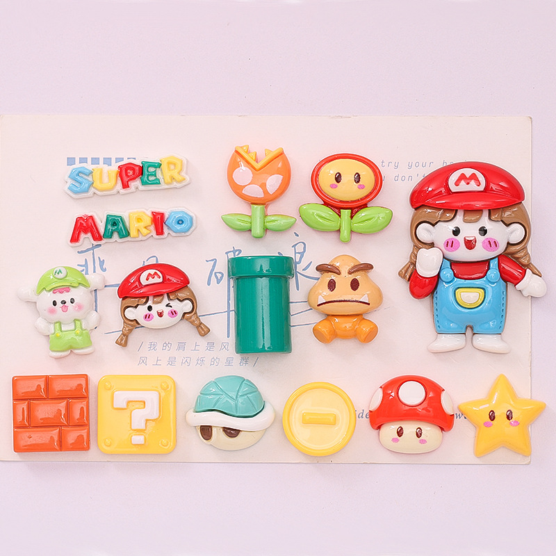 Classic Cartoon Game Mario Drag Diy Cream Glue Phone Case Headwear Resin Jewelry Accessories Wholesale Specification drawing