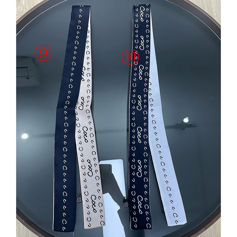 Senior Sense Black And White Slender Silk Scarf Decoration Grandma Style Long Scarf Narrow Version Silk Scarf Ribbon Tie Hair Scarf Specification drawing