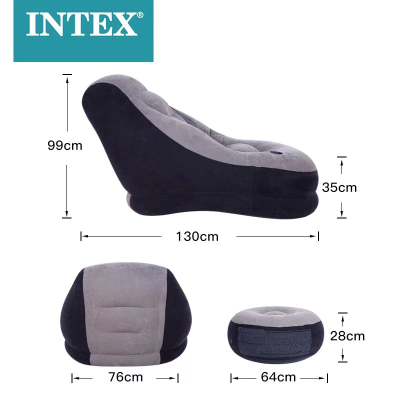 intex 68564 跨境专供充气pvc舒适植绒沙发组合懒人休闲折叠躺椅详情图5