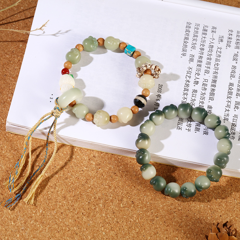 Cute Carbon Burnt Cat's Paw Multi-Treasure Round Bead Bracelet Single Circle Disc Play Bodhi Root Run Ring Rosary Bracelet Play Hand Jewelry Specification drawing