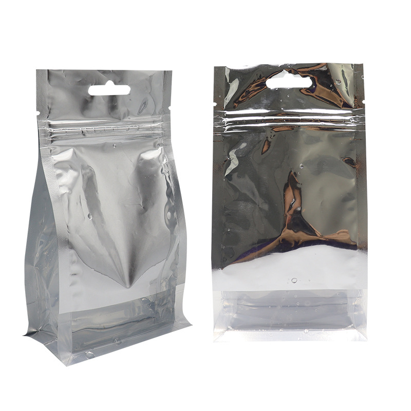 Customized eight-sided sealed yin-yang aluminum-coated self-standing and self-sealing bag with waterproof sealing for nuts and roasted nuts, windowed three-dimensional bone-reinforced bag Application Scenario