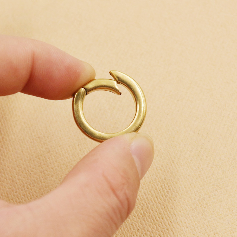 Brass circular spring buckle, pure copper flat wire spring coil, movable open ring, diy hardware bag accessories, keychain details Picture