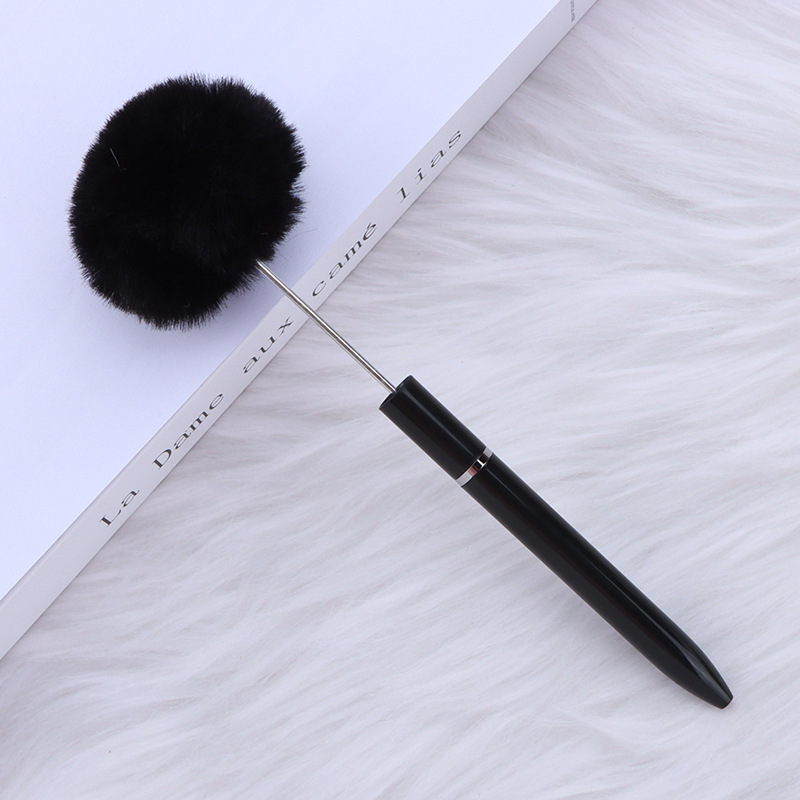Diy Plush Plastic Beaded Pen Cute Girly Heart Hairball Ball Pen Furry Gift Pen Beaded Ball Pen Item Picture