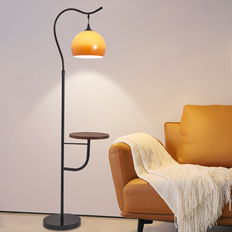 Chinese-style living room floor lamp, French wabi-sabi, popular Chinese retro bedside lamp, American-style coffee table and shelf integrated lamp details Picture