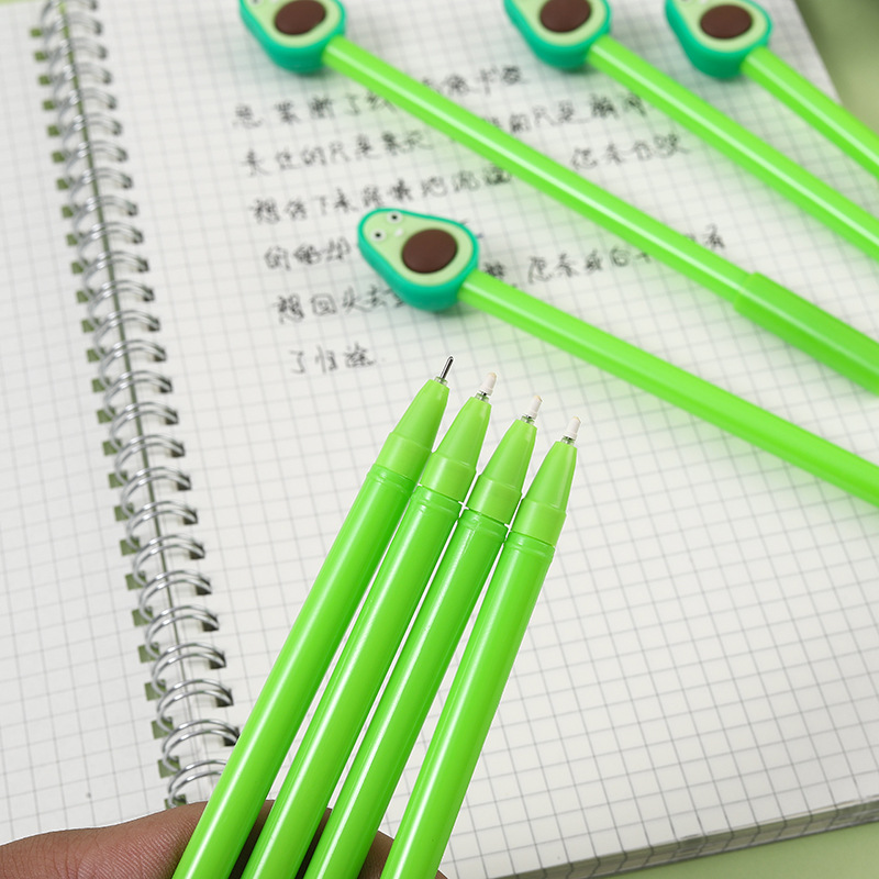 Creative Cartoon Soft Glue Avocado Shape Neutral Pen Student Cute Signature Pen Gift Pen Office Stationery Wholesale Application Scenario