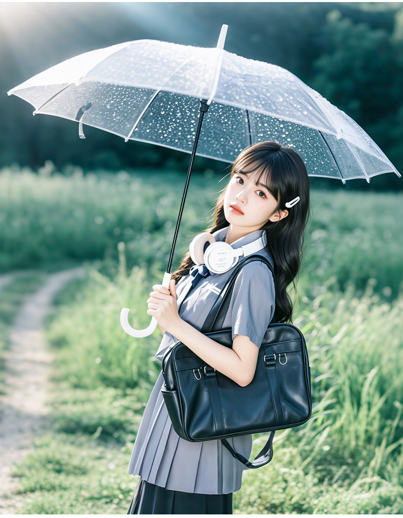 16骨透明雨伞长柄大号双人女白色网红雨伞自动结实加大折叠纯色伞详情13