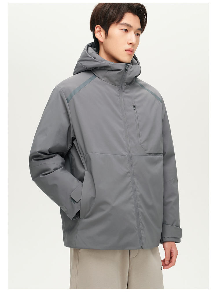 90 white duck down black outdoor workwear style hooded down jacket for men 2025 winter new style slightly loose warm jacket pic 29