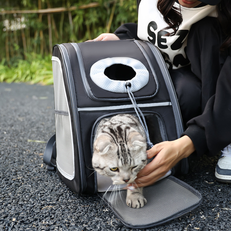 Pet bag for aviation, foldable cat bag, breathable, large-capacity cat and dog, outdoor travel pet backpack, double-shoulder cat bag Specification image