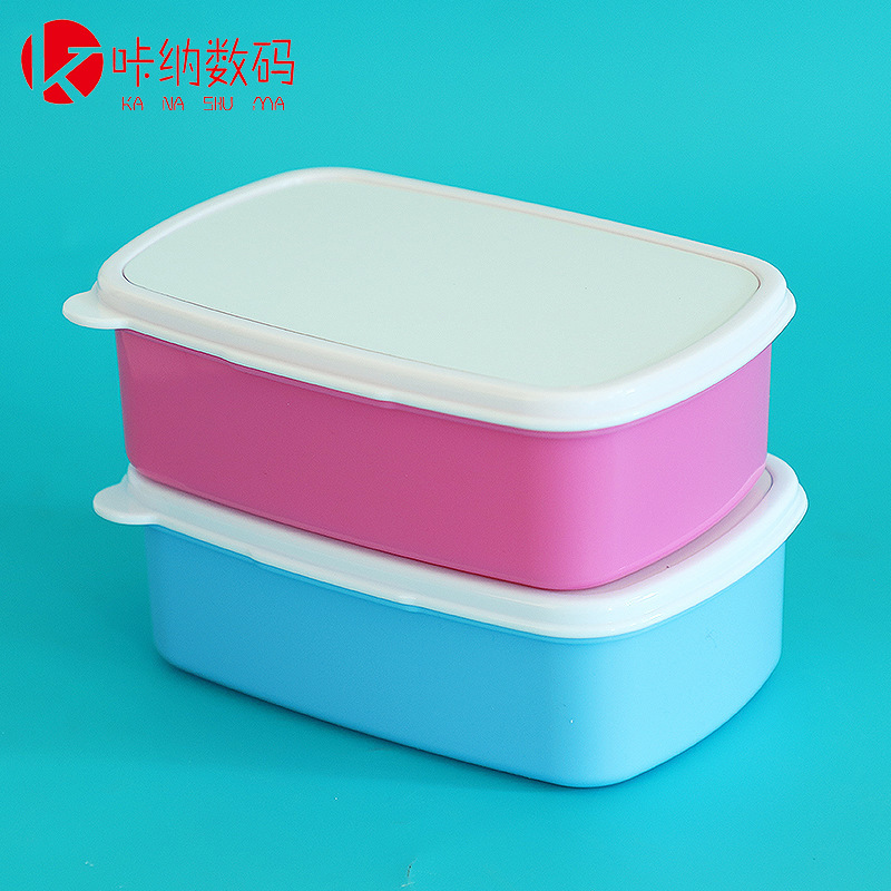 创意野餐饭盒热升华印刷食品级塑料便当盒便携式餐盒简约饭盒批发