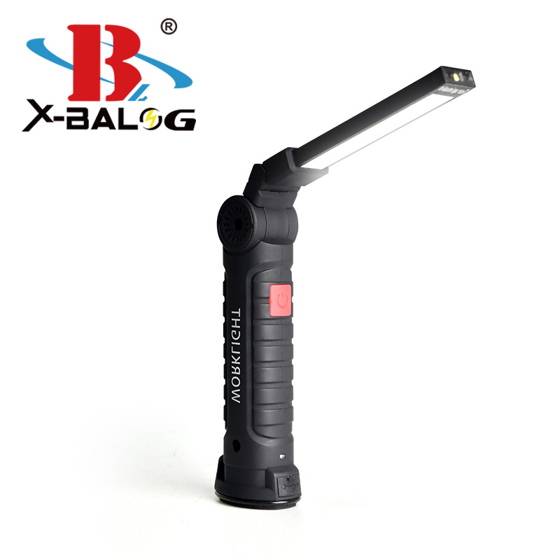 USB multi-functional COB magnet auto repair work light, LED red light warning light, strong flashlight, maintenance work light details Picture