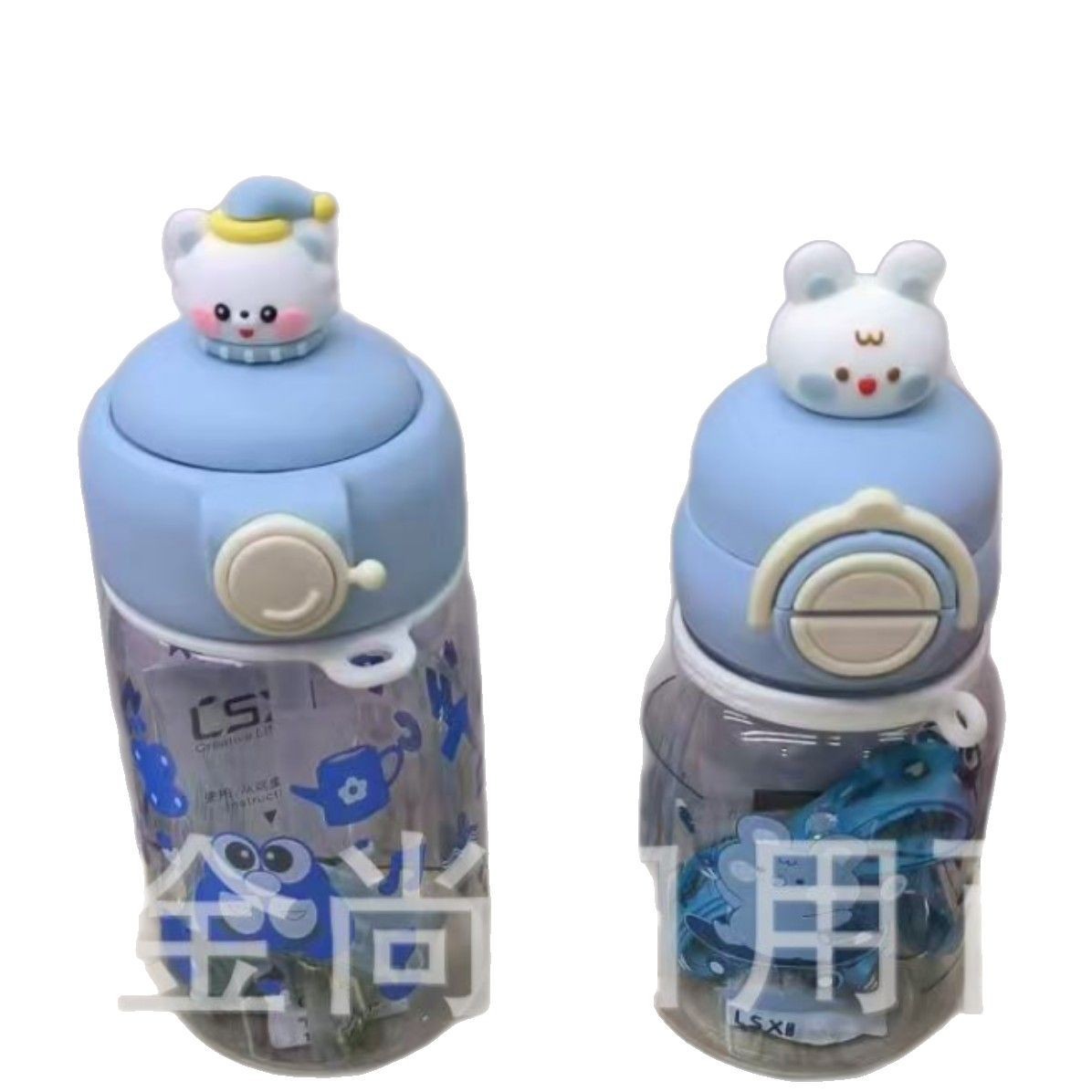 Large-capacity dolls, big-bellied cups, cartoon dolls for boys and girls, colorful children's water bottles, straws, plastic cups Specification image