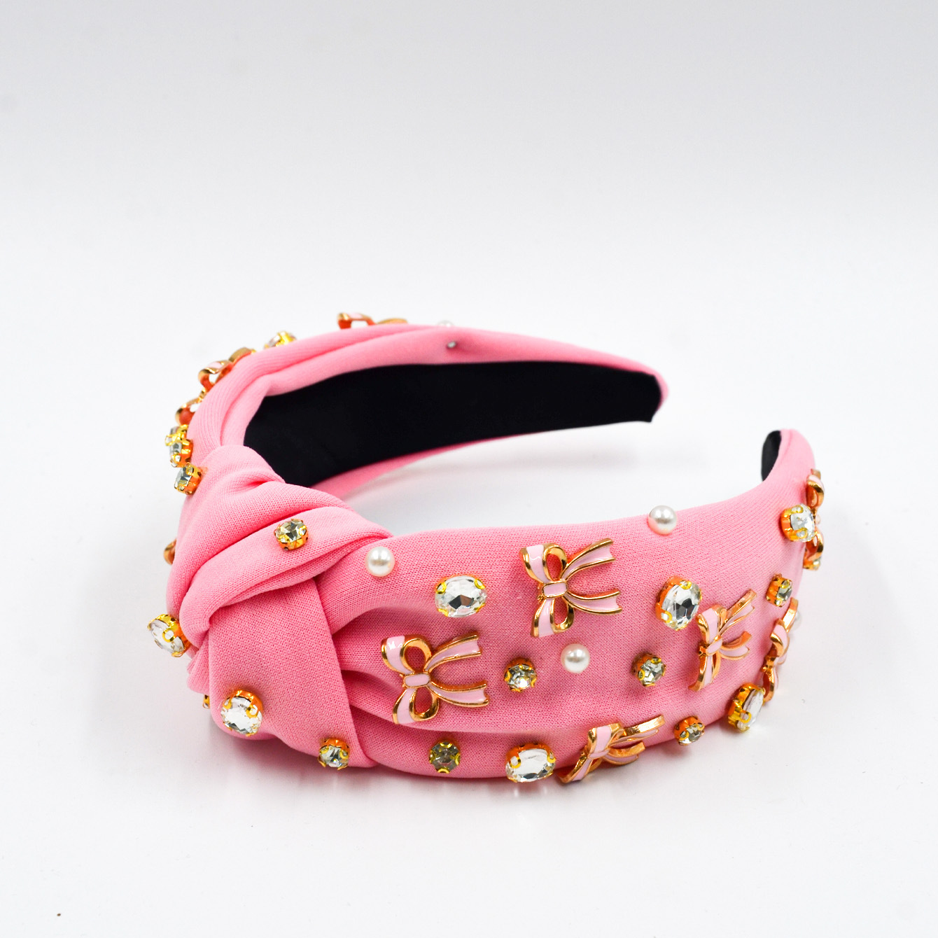 Qiwei Accessories' exclusive Valentine's Day hair band with a high-end knot, new bow, simple wide edge, feminine charm, and versatile color hair accessory wholesale Specification image