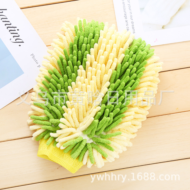 [Hold Jia] Increase Encryption Thickening Color Chenille Car Wash Gloves Suction Ash Cleaning Decontamination Function Specification drawing