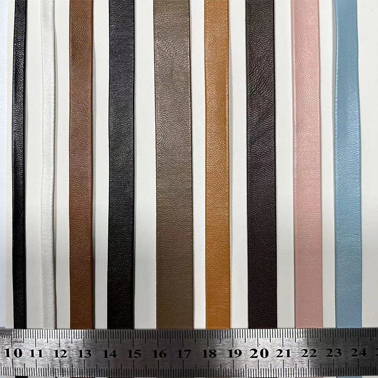 PU leather edge banding strips, leather pressing strips, drawn strips, leather ropes, webbing, black composite flat leather ropes, double-layer folded sheepskin texture Item Picture