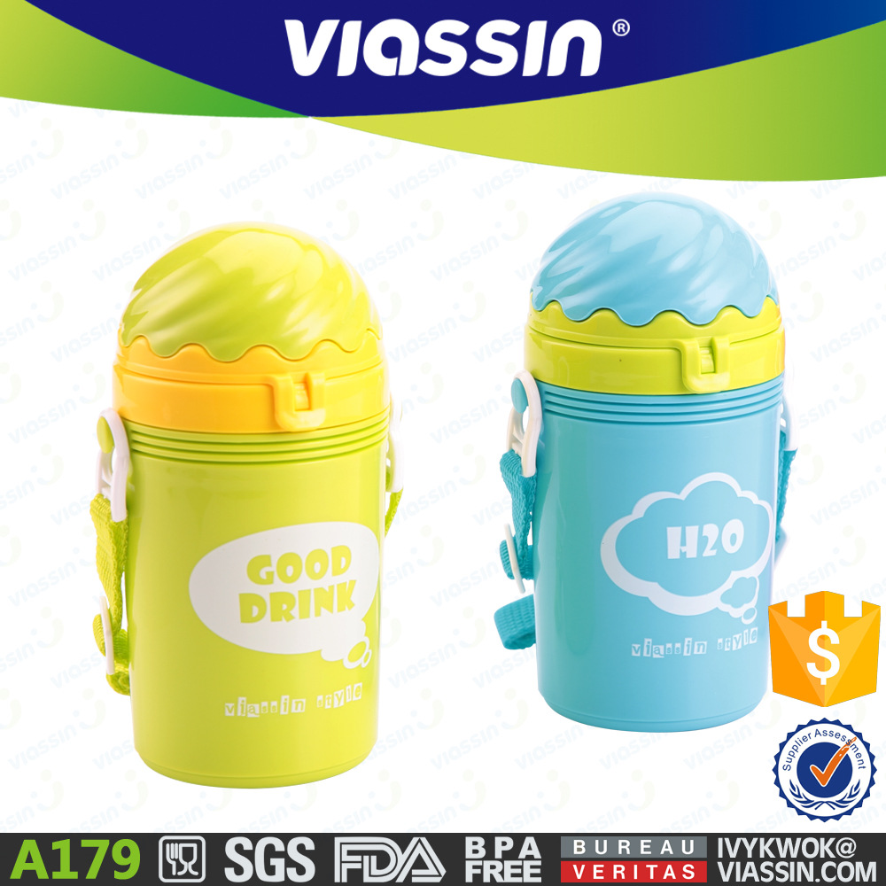 A179Viassin Ya Xuan Le CAI Small Ice Cream Children's Water Bottle (380ml Straw) Children's Outdoor Water Cup