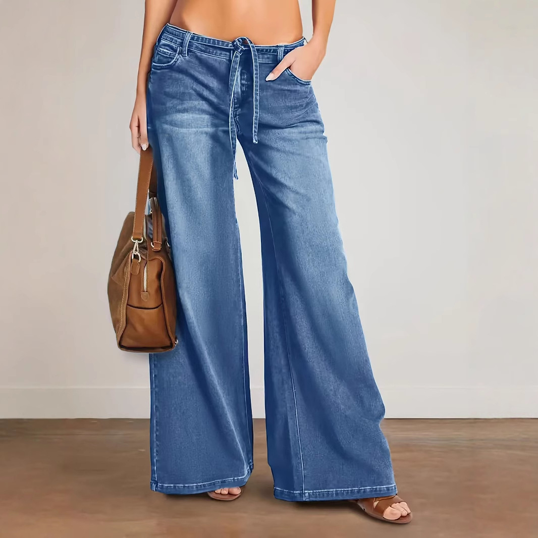 The 2025 new cross-border Amazon bestseller is a wide range of loose, wide-leg jeans for women in Europe and America that are bouncy and versatile details Picture