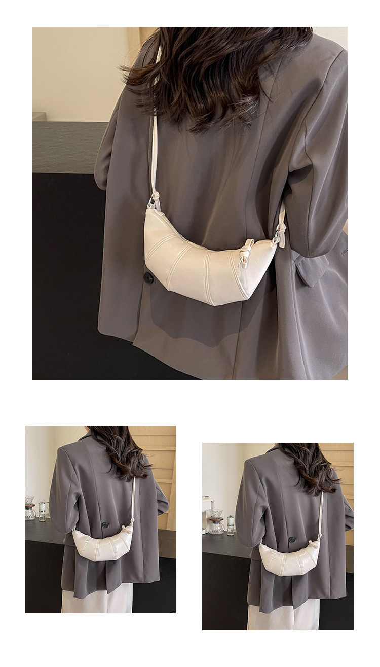 跨境外贸牛角包女包新款潮简约时尚斜挎饺子包百搭单肩箱包皮具男士手提包详情10