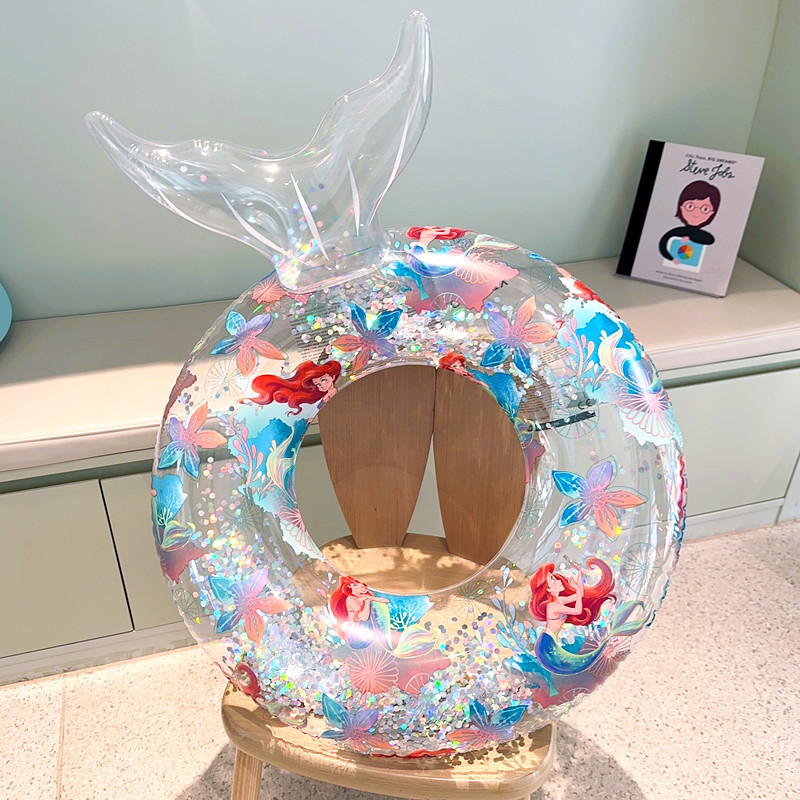 ins儿童美人鱼游泳圈亮片网红造型宝宝女孩浮圈腋下圈PVC充气水圈