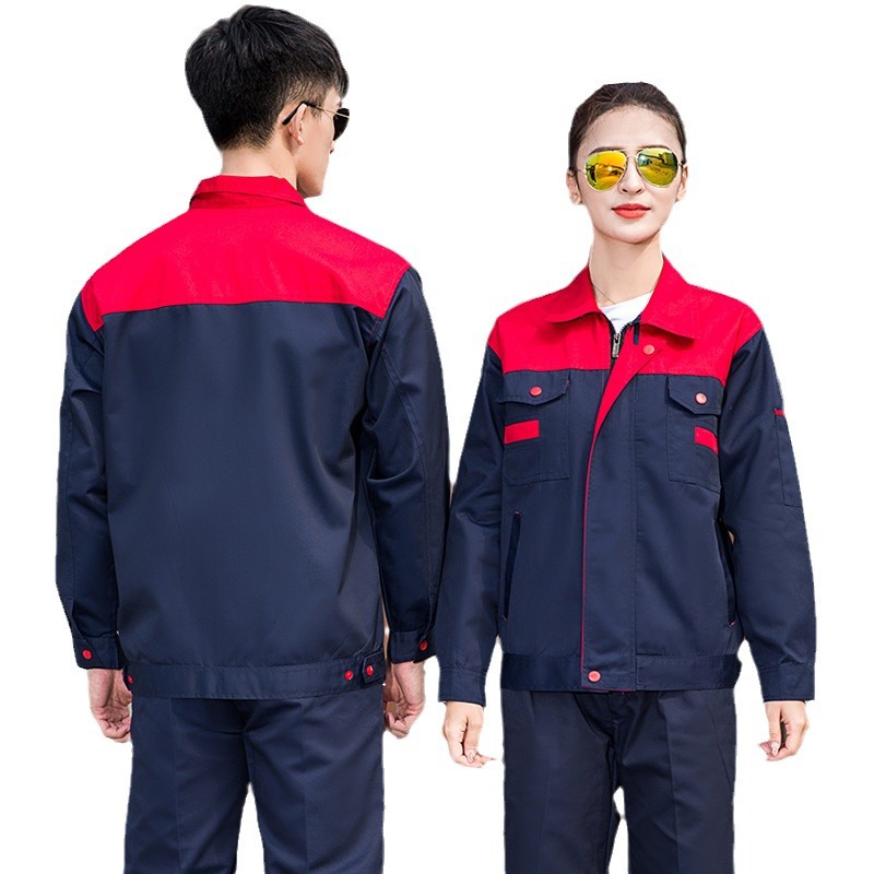 Manufacturer's polyester-cotton work clothes set, men's polyester-cotton electric welding long-sleeved auto repair clothing, durable and wearable labor protection clothing top Item Picture