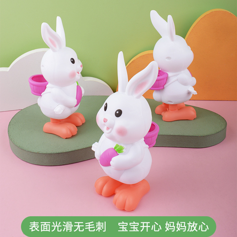 Children's wind-up rabbit toys are cartoon and cute little animals. They are good for babies to learn. They can be chained and jump. Little white rabbits are available for wholesale at street stalls Application Scenario