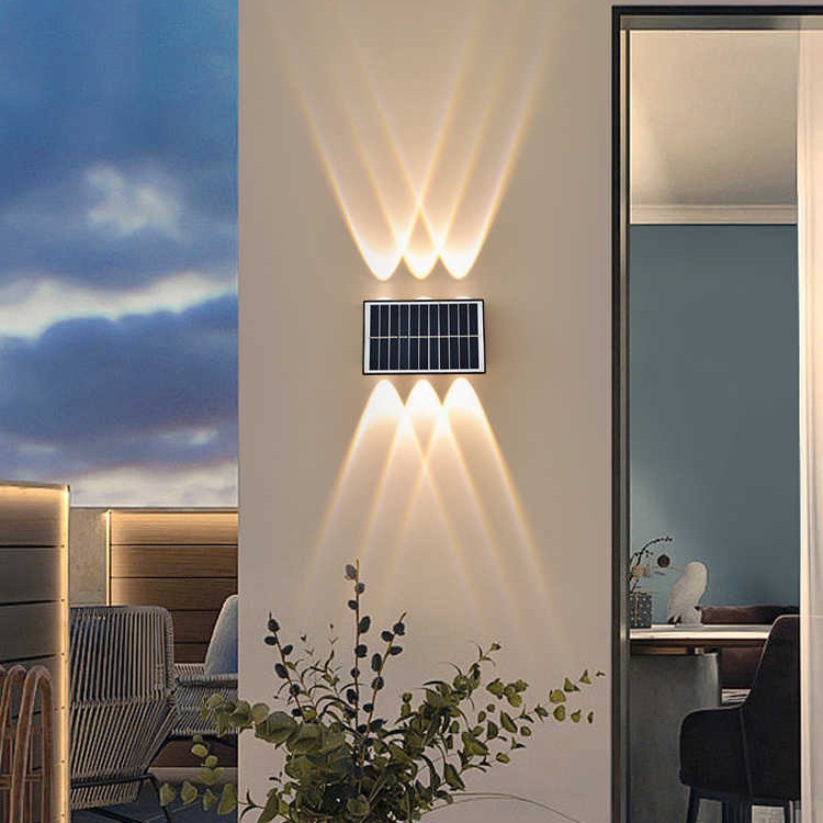 跨境太阳能庭院户外防水壁灯免布线照明感应农村别墅院子室外阳台