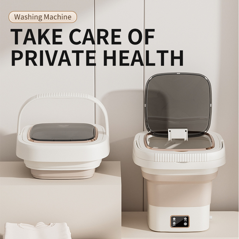 Cross-border folding 9L display screen mini washing machine, portable household, underwear, socks, small underwear washing and washing integrated details Picture