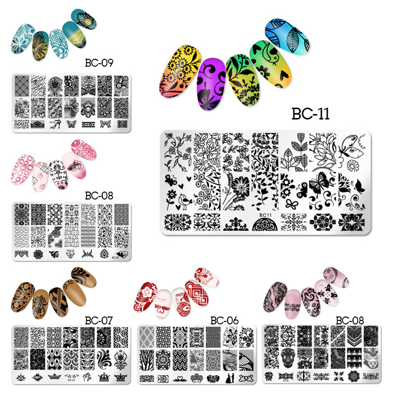 Cross border nail transfer printing template Printing nail polish plate template Rectangular painted seal tool full figure