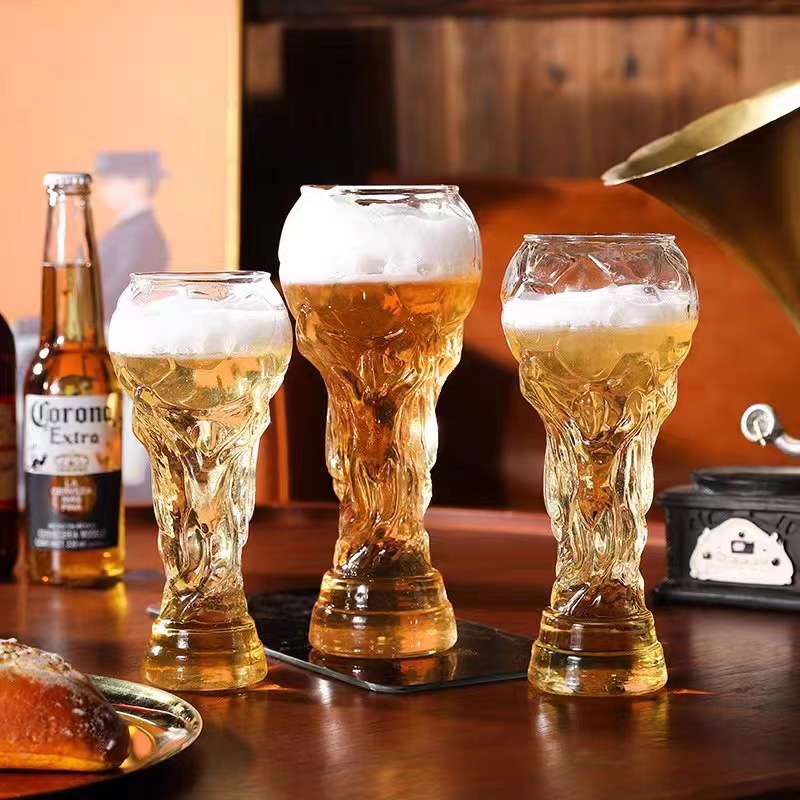 创意2022世界杯足球大号啤酒杯加厚造型酒吧球迷派对造型扎啤杯图