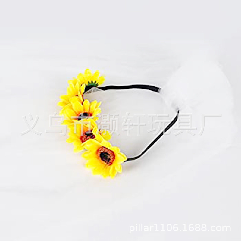 BRIDETOBE wedding dress accessories for bachelorette party sunflower veil linen dress with shoulder set details Picture