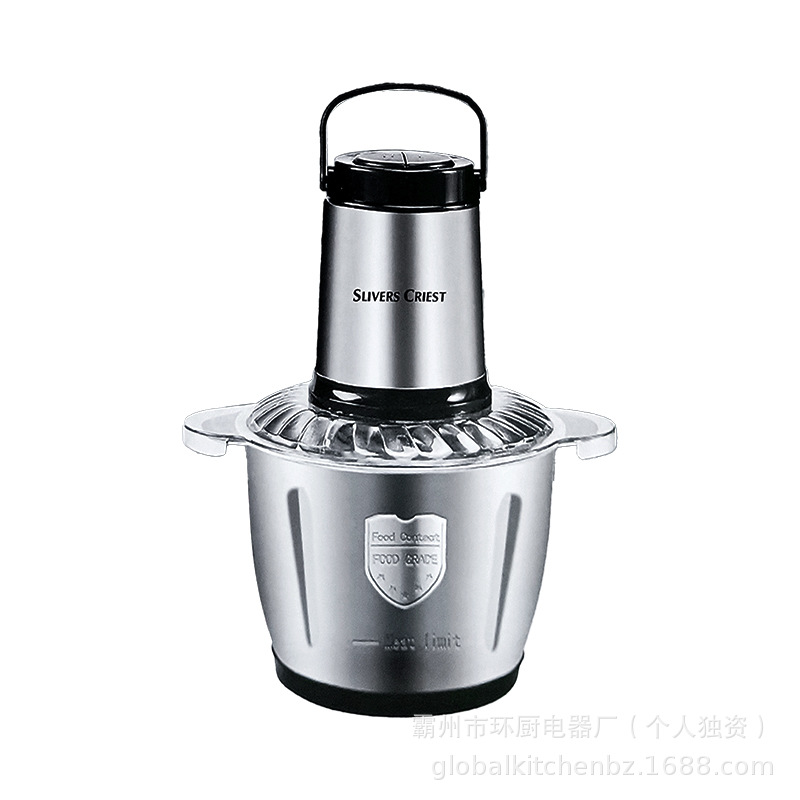 3.5L Foreign Trade Cross-Border Household Multi-Functional Stainless Steel Cup Meat Grinder, European Plug With Handle Stainless Steel Meat Grinder details Picture