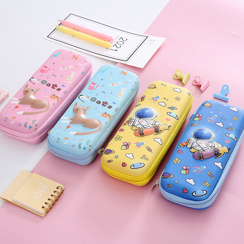 Creative Astronaut Pencil Case Cute Cartoon Eva Material Thickened Drop Resistant Children's Zipper 3D Stereoscopic Pencil Case Specification drawing