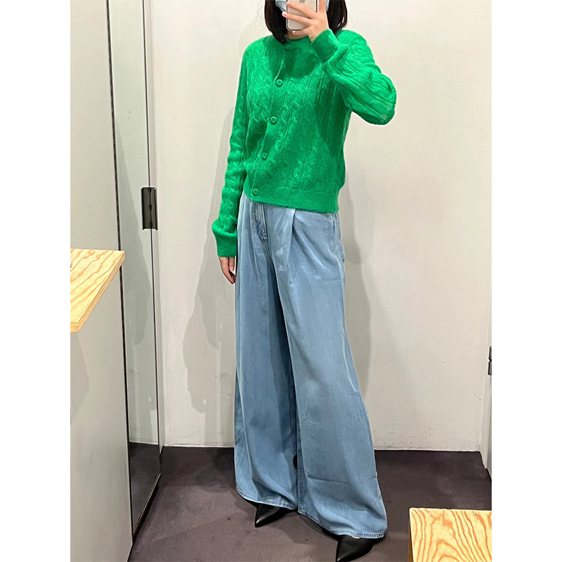 2023 Spring And Summer New Casual Version Of High-Waisted Wide-Leg Jeans Small Fresh Light Blue Women's Lean Pants Application Scenario
