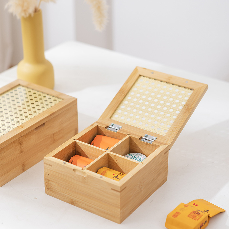 Wooden tea bag storage box, office tea room coffee capsule storage rack, desktop tea bar counter shelf details Picture