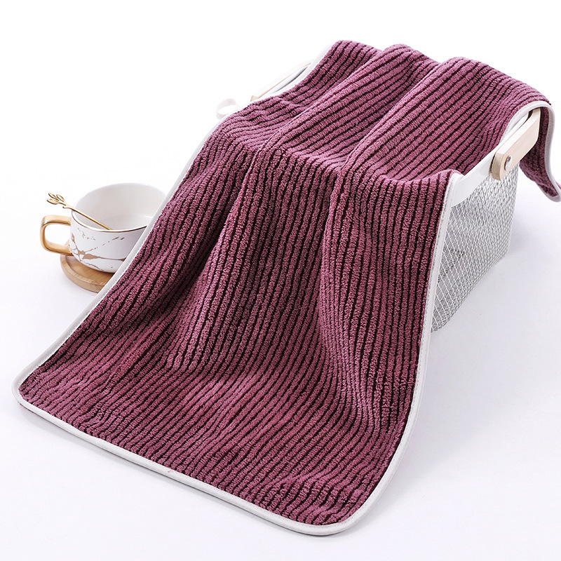 【LOVELY HOME】【 Hold Jia 】 Narrow stripe coral velvet towel bath towel soft absorbent with hand towel bath towel set Household towel wholesale Specification drawing