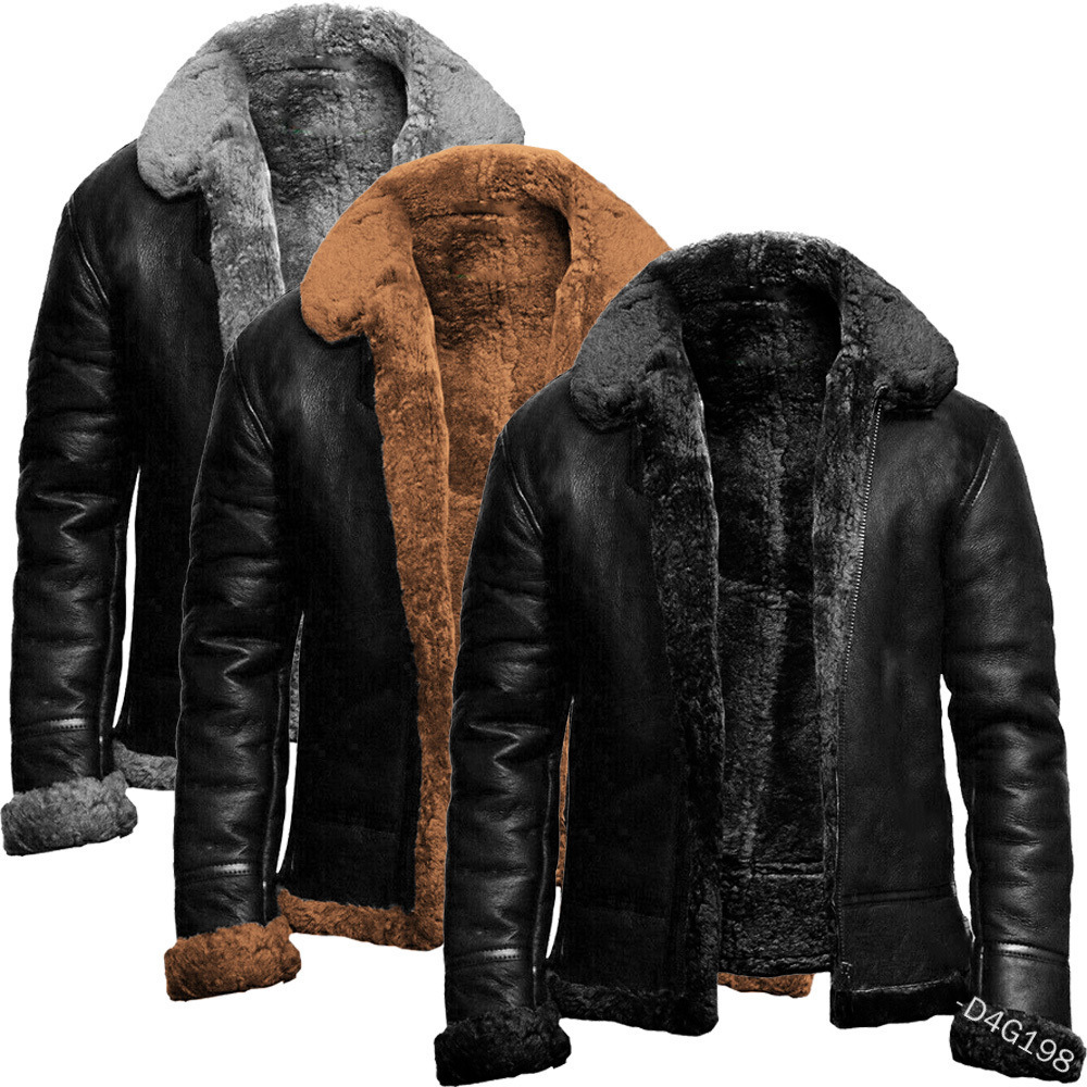 2022 Autumn/Winter Independent Station Cross-border men's faux fur integrated long-sleeved overcoat Coat 6531 Regular style Item Picture