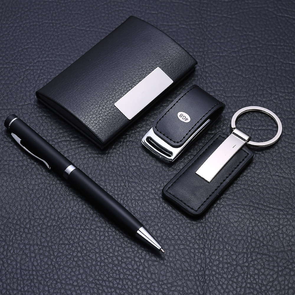 Business card box set, keychain gift, company real estate, school annual meeting, business gift, USB flash drive gift set details Picture