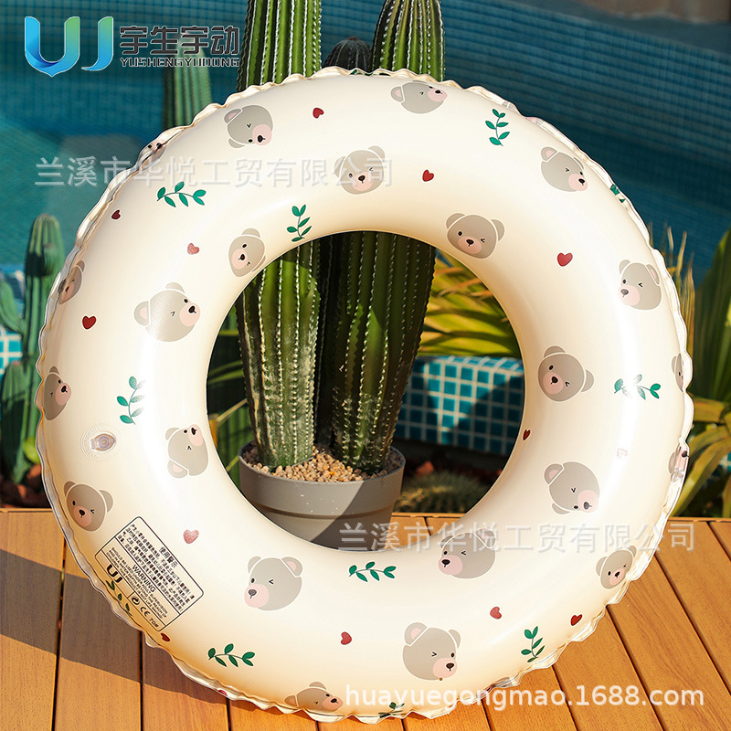 24 New Cartoon Printed Swimming Ring Bear Children Baby Inflatable Underarm Ring Adult Rabbit Swimming Ring Wholesale